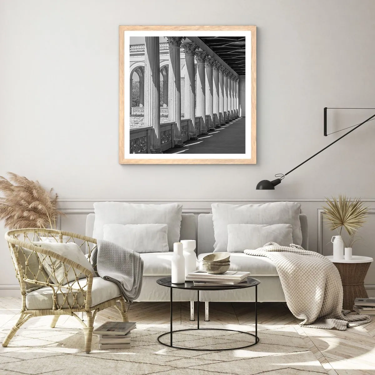 Affiche dans un chêne clair - Poster - Arcade ensoleillée - 50x50 cm