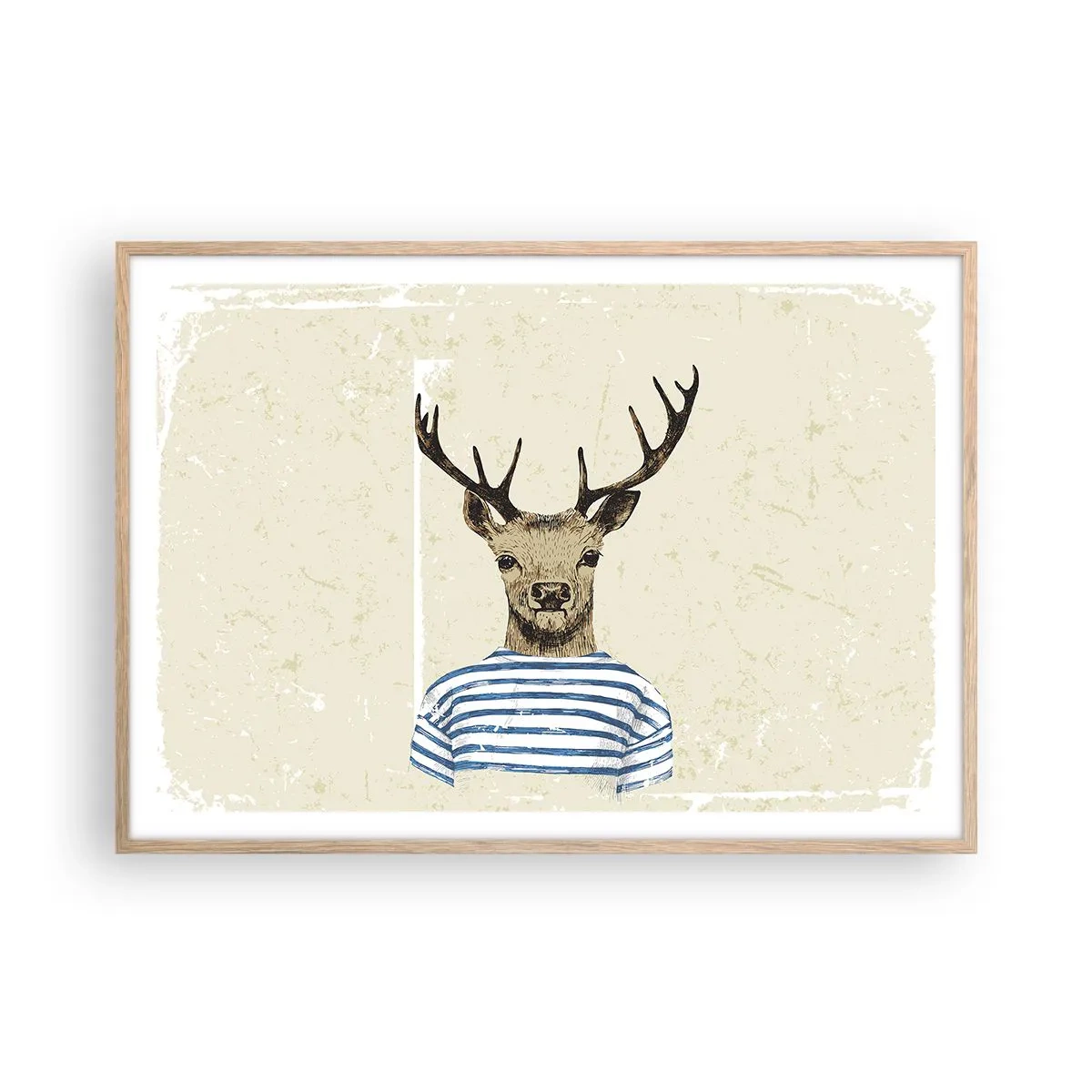 Affiche dans un chêne clair - Poster - Parce que j'aime les chemises rayées - 100x70 cm