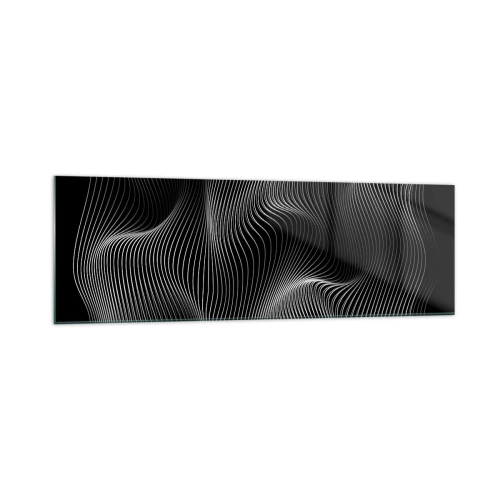Impression sur verre - Image sur verre - Lignes blanches abstraites sur fond noir - 160x50cm - Danse de lumière dans l'espace - Décoration murale moderne pour le salon et la chambre ARTTOR