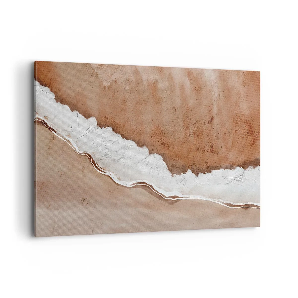 Impression sur toile - Image sur toile - Texture de sable avec des accents blancs - 120x80cm - Dans des couleurs de la terre - Décoration murale moderne pour le salon et la chambre ARTTOR