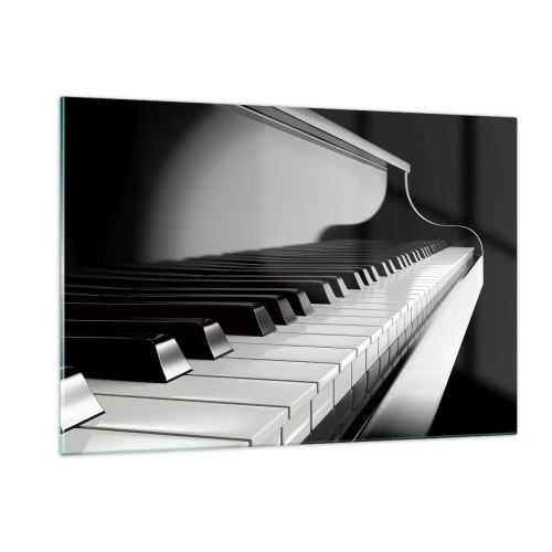 Impression sur verre - Image sur verre - Clavier de piano noir et blanc en perspective - 120x80cm - Harmonie des formes et des couleurs - Décoration murale moderne pour le salon et la chambre ARTTOR