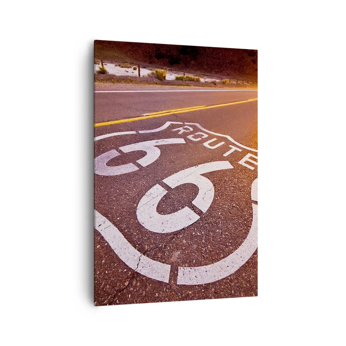 Impression sur toile - Image sur toile - Route 66 au coucher du soleil - 70x100cm - Célèbre Route 66 - Décoration murale moderne pour le salon et la chambre ARTTOR