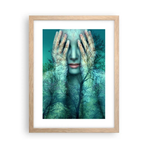 Affiche dans un chêne clair - Poster - immergé dans l'azur - 30x40 cm