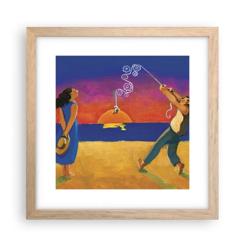 Affiche dans un chêne clair - Poster - Plus qu'une étoile dans le ciel - 30x30 cm