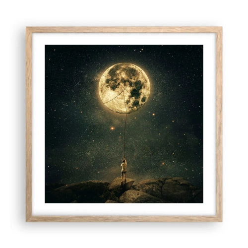 Affiche dans un chêne clair - Poster - Celui qui a volé la lune - 50x50 cm