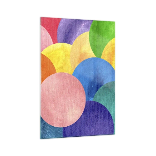 Impression sur verre - Image sur verre - Cercles colorés de style aquarelle - 70x100cm - La plénitude primitive de la vie - Décoration murale moderne pour le salon et la chambre ARTTOR