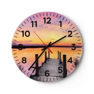 Horloge murale - Pendule murale - Aube silencieuse violette - 40x40 cm