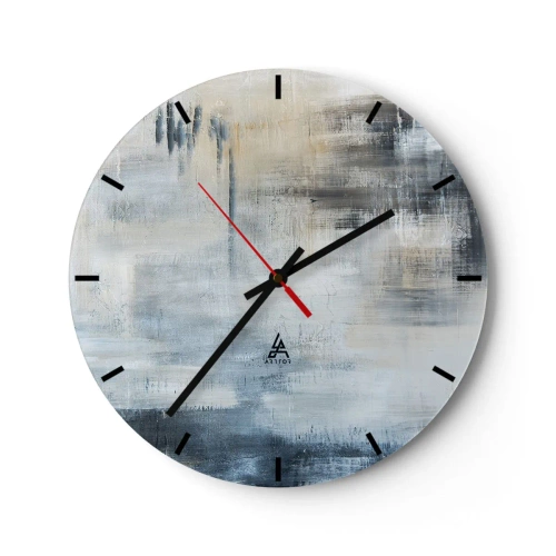 Horloge murale - Pendule murale - Composition abstraite dans les tons de gris et de beige - 30x30cm - Derrière le rideau bleu - Décoration murale moderne pour le salon, la cuisine et la chambre ARTTOR