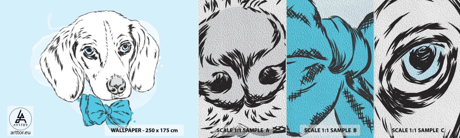 Échantillon de Papier Peint Premium Sand - L'élégance du chien - Abstraction, Chien, Pour les enfants - 100x30 cm