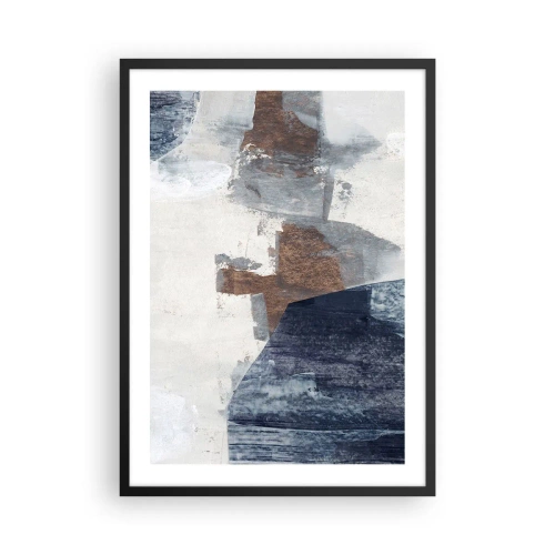 Affiche dans un cadre noir - Poster - Abstraction moderne dans les tons de marron et de bleu marine - 50x70cm - Formes bleues et brunes - Décoration murale moderne pour le salon et la chambre ARTTOR