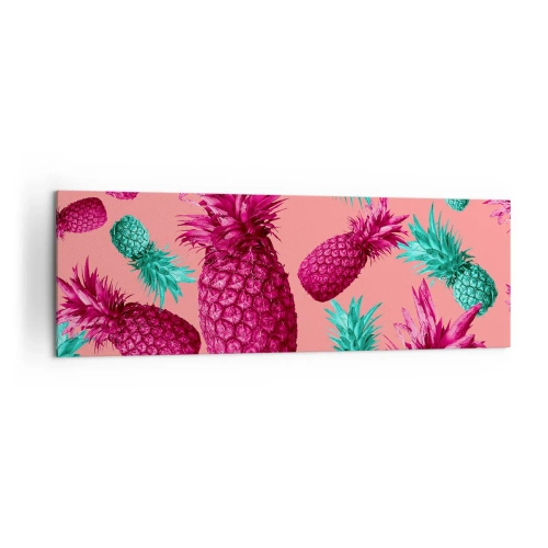 Impression sur toile - Image sur toile - Ananas exotiques aux couleurs roses et turquoise - 160x50cm - La liberté est douce - Décoration murale moderne pour le salon et la chambre ARTTOR
