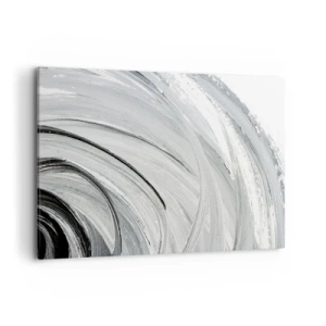 Impression sur toile - Image sur toile - Un tourbillon monochrome dans des tons de gris et de noir - 100x70cm - Composition orbitale - Décoration murale moderne pour le salon et la chambre ARTTOR