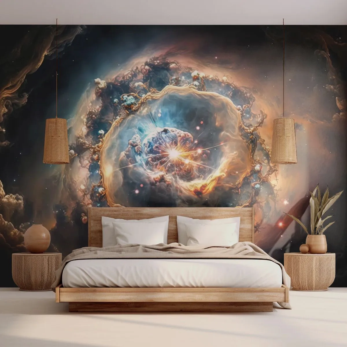 Papier Peint Photo Premium Sand - Une explosion de lumière et de couleur dans l'espace - 100x70cm - Le début - Décoration murale moderne pour le salon et la chambre ARTTOR
