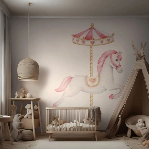 Papier Peint Photo Premium Canvas - Les sabots en avant - Cheval, Manège, De petite fille - 150x105 cm