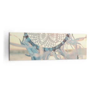 Impression sur toile - Image sur toile - Un attrape-rêves délicat sur fond de soleil couchant - 160x50cm - Totem en dentelle - Décoration murale moderne pour le salon et la chambre ARTTOR