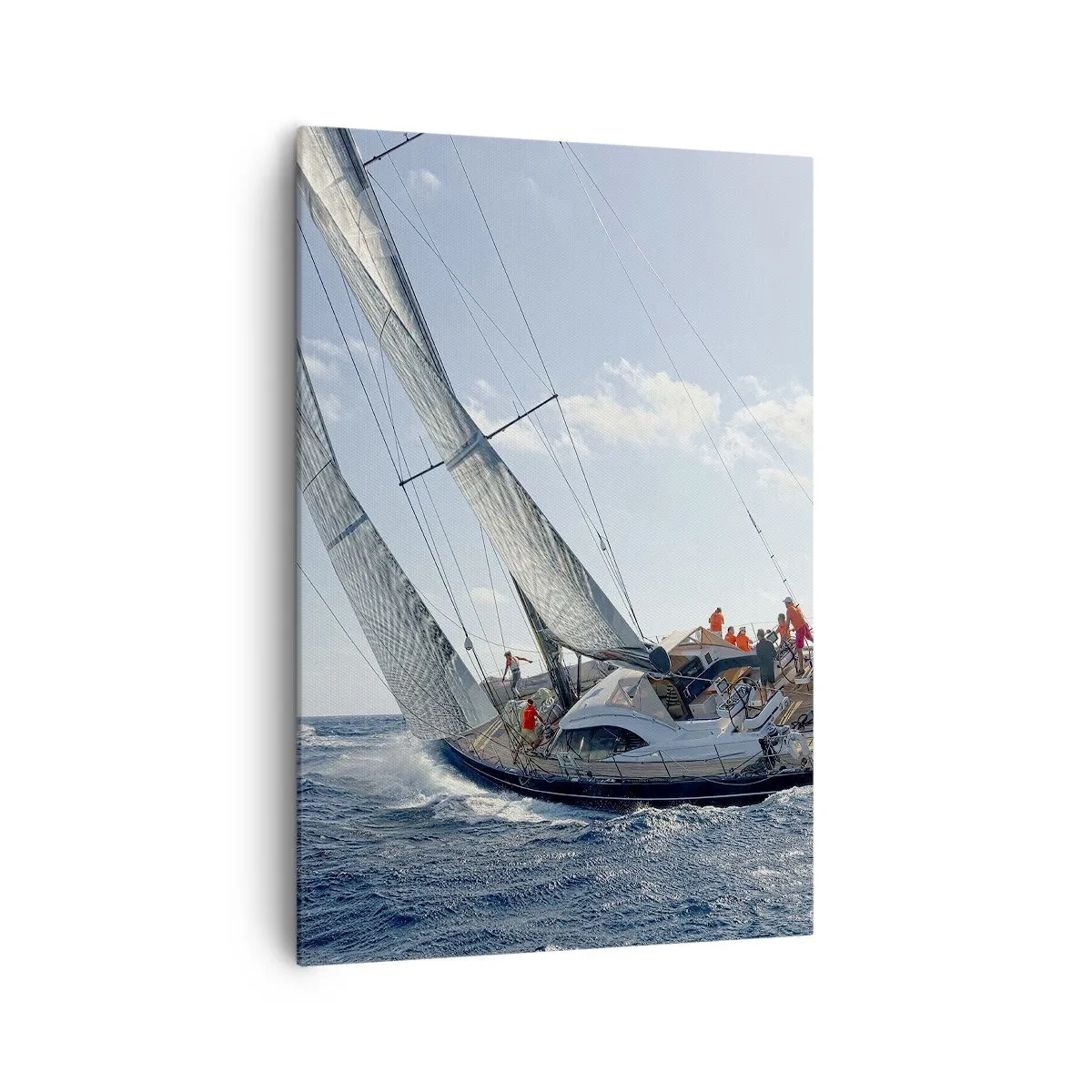 Impression sur toile - Image sur toile - Course de yachts en haute mer sous un ciel bleu - 70x100cm - Que le meilleur l'emporte - Décoration murale moderne pour le salon et la chambre ARTTOR