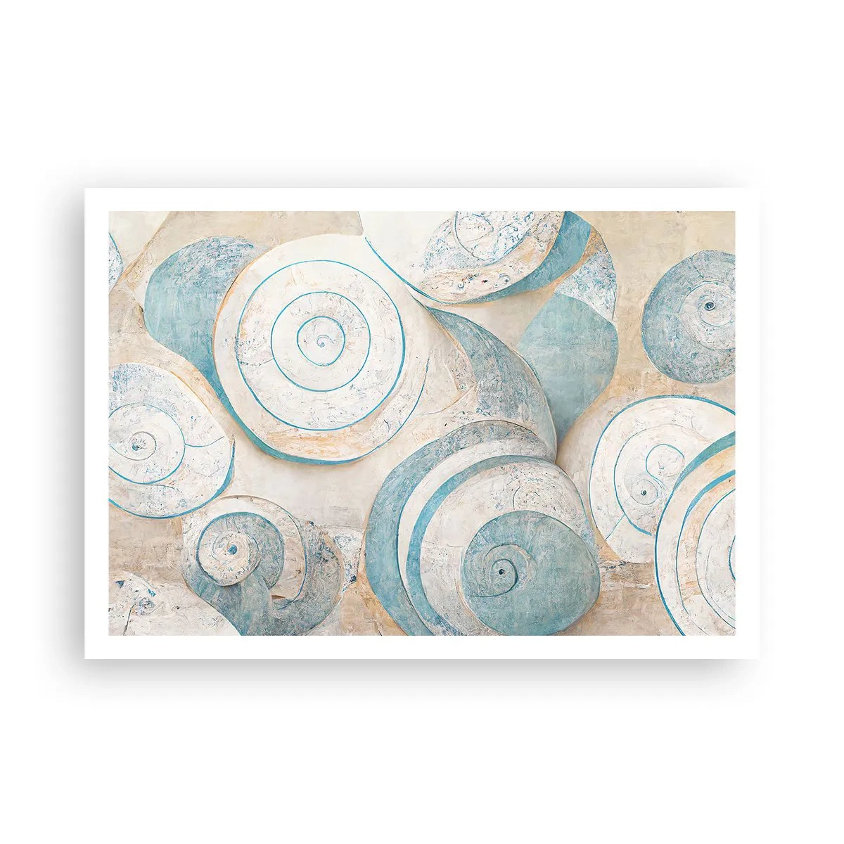 Affiche - Poster - Coquillages abstraits aux tons pastel - 100x70cm - Que cache la coque ? - Décoration murale moderne pour le salon et la chambre ARTTOR