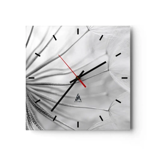 Horloge murale - Pendule murale - Pissenlits délicats dans des tons noir et blanc - 30x30cm - Aigrette avant son envol - Décoration murale moderne pour le salon et la chambre ARTTOR