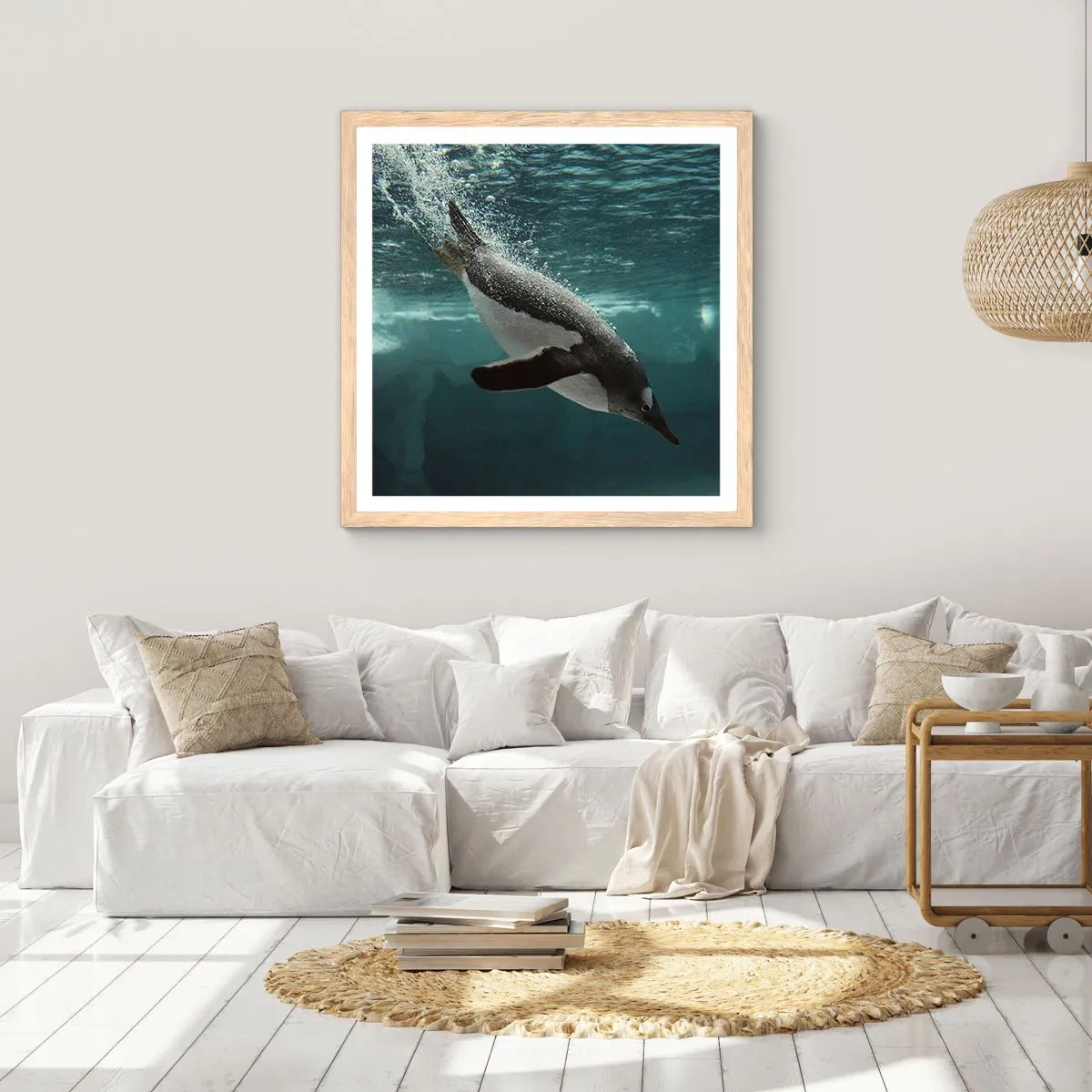 Affiche dans un chêne clair - Poster - Bienvenue dans mon monde - 50x50 cm