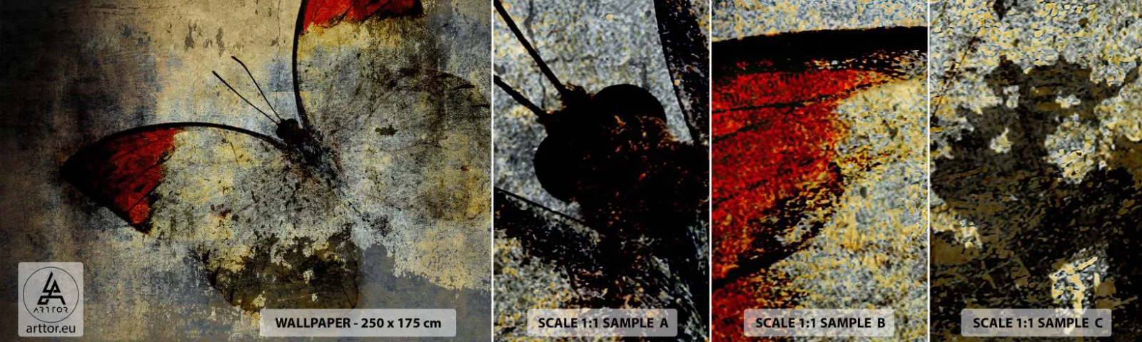 Échantillon De Papier Peint Standard Eco - Regarde avant que je disparaisse - Abstraction, Papillon, Morceau - 100x30 cm