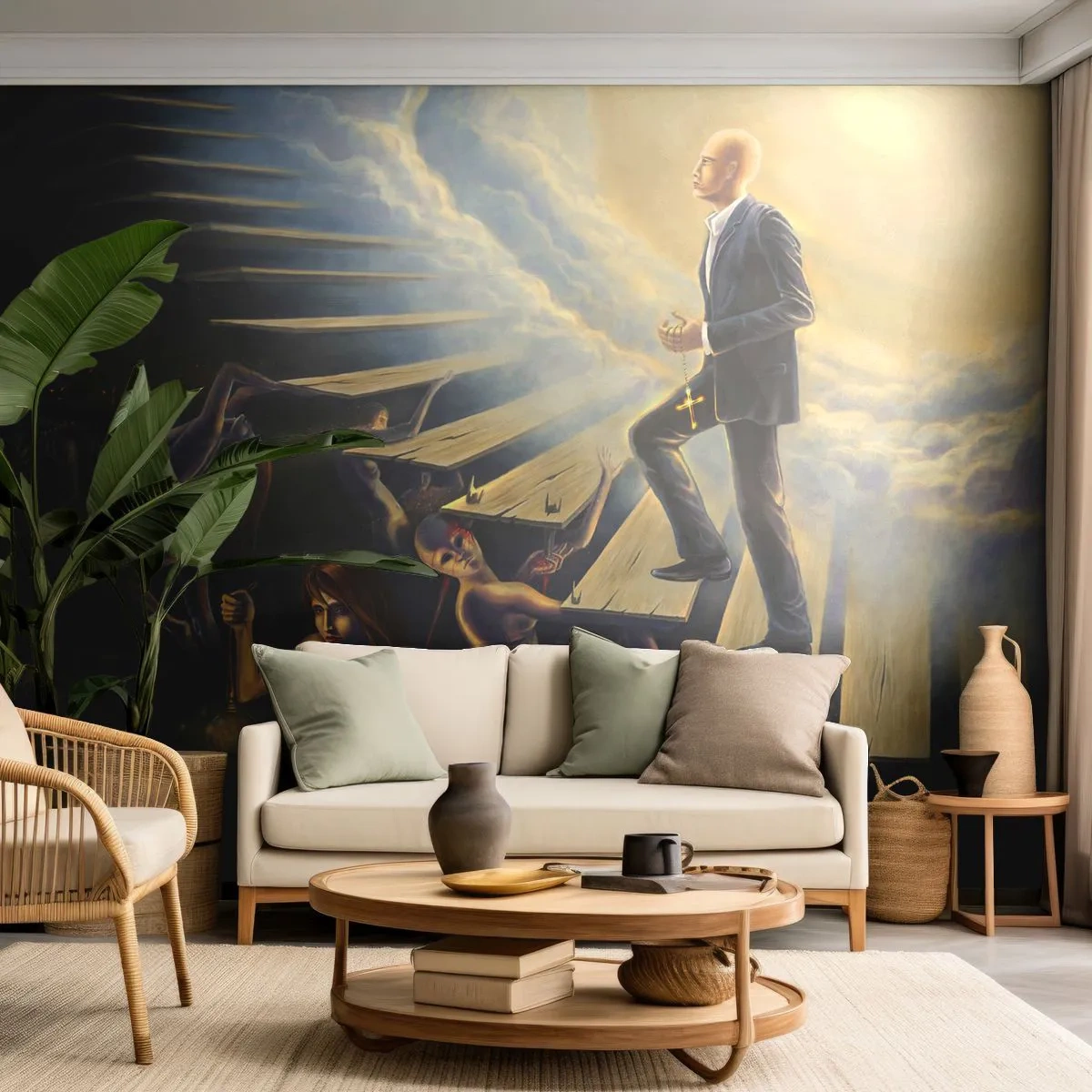 Papier Peint Photo Premium Canvas - Voyage dantesque vers la lumière - Abstraction, Fantaisie, Personnes - 350x256 cm