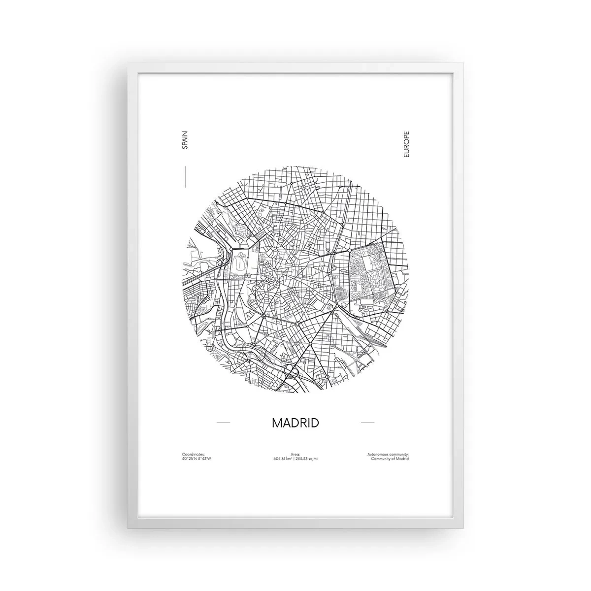 Affiche dans un cadre blanc - Poster - Anatomie de Madrid - 50x70 cm