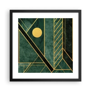 Affiche dans un cadre noir - Poster - Dynamique or et azur - 40x40 cm