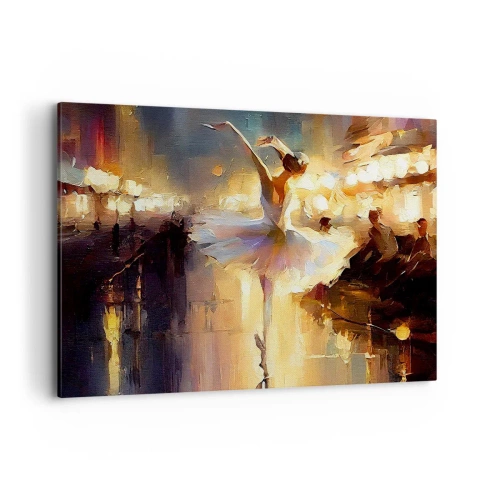 Impression sur toile - Image sur toile - Une ballerine dansant devant une scène éclairée - 100x70cm - Miracle dans la rue - Décoration murale moderne pour le salon et la chambre ARTTOR