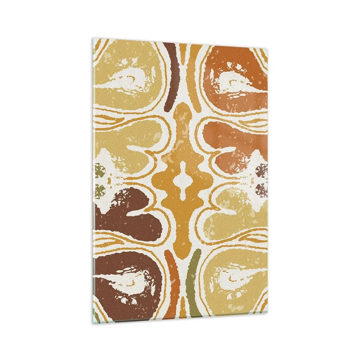 Impression sur verre - Image sur verre - Motifs abstraits chaleureux dans les tons jaunes et bruns - 80x120cm - Abstraction sentimentale - Décoration murale moderne pour le salon et la chambre ARTTOR