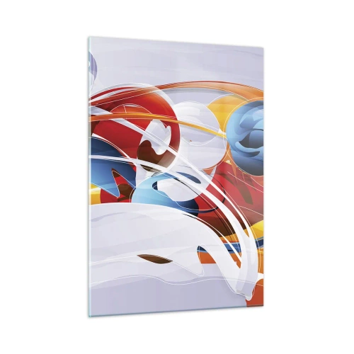 Impression sur verre - Image sur verre - Une composition abstraite de formes et de lignes colorées. - 50x70cm - La danse des éléments - Décoration murale moderne pour le salon et la chambre ARTTOR