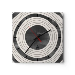 Horloge murale - Pendule murale - Cercles concentriques noirs et blancs sur fond clair - 30x30cm - Droit au but - Décoration murale moderne pour le salon et la chambre ARTTOR