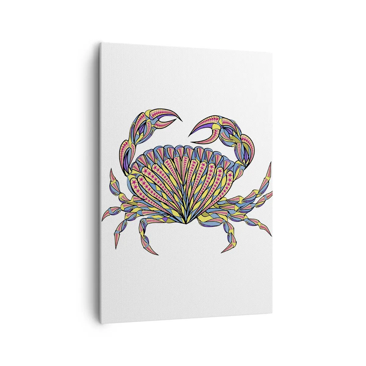 Impression sur toile - Image sur toile - Crabe coloré dans un style artistique - 70x100cm - Bijoux de la mer - Décoration murale moderne pour le salon et la chambre ARTTOR