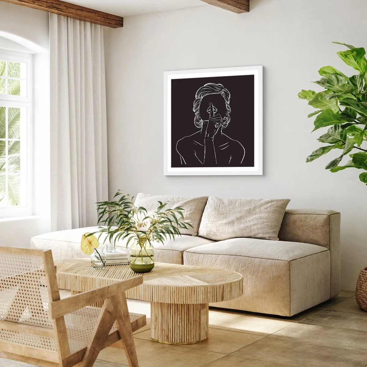 Affiche dans un cadre blanc - Poster - La beauté s'épanouit en silence - 30x30 cm