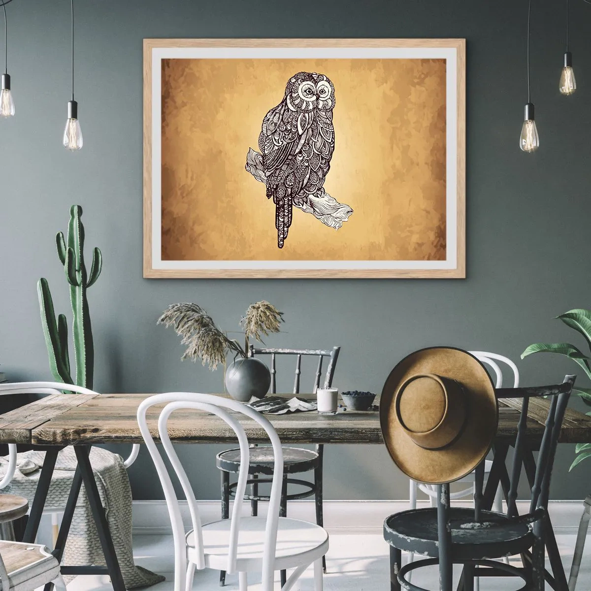 Affiche dans un chêne clair - Poster - Ornements complexes de sagesse - 100x70 cm