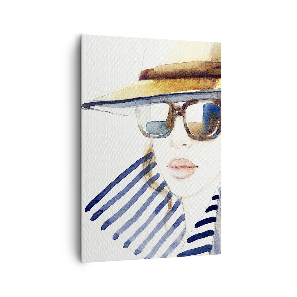 Impression sur toile - Image sur toile - Portrait d'une femme portant un chapeau et des lunettes de soleil - 70x100cm - La Floride vous souhaite la bienvenue ! - Décoration murale moderne pour le salon et la chambre ARTTOR