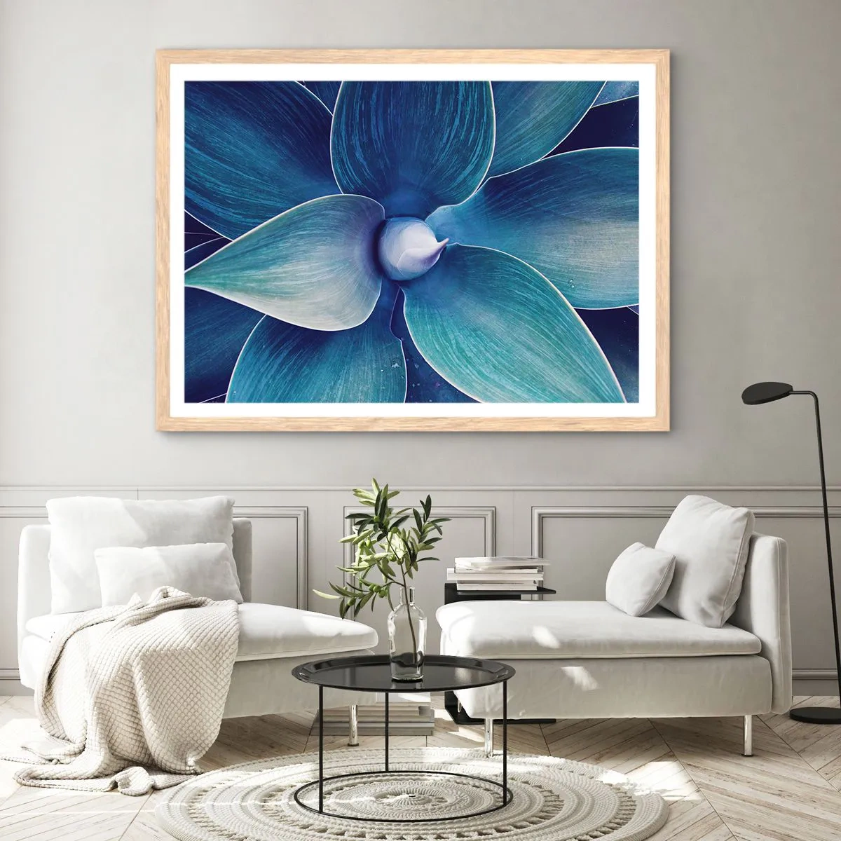 Affiche dans un chêne clair - Poster - Le bleu du ciel - 50x40 cm
