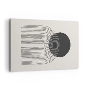 Impression sur toile - Image sur toile - Motif abstrait avec des lignes et un cercle noir sur un fond clair - 120x80cm - Tremblement et confiance - Décoration murale moderne pour le salon et la chambre ARTTOR