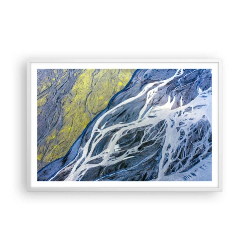 Affiche dans un cadre blanc - Poster - Peintures rupestres de la nature - 91x61 cm