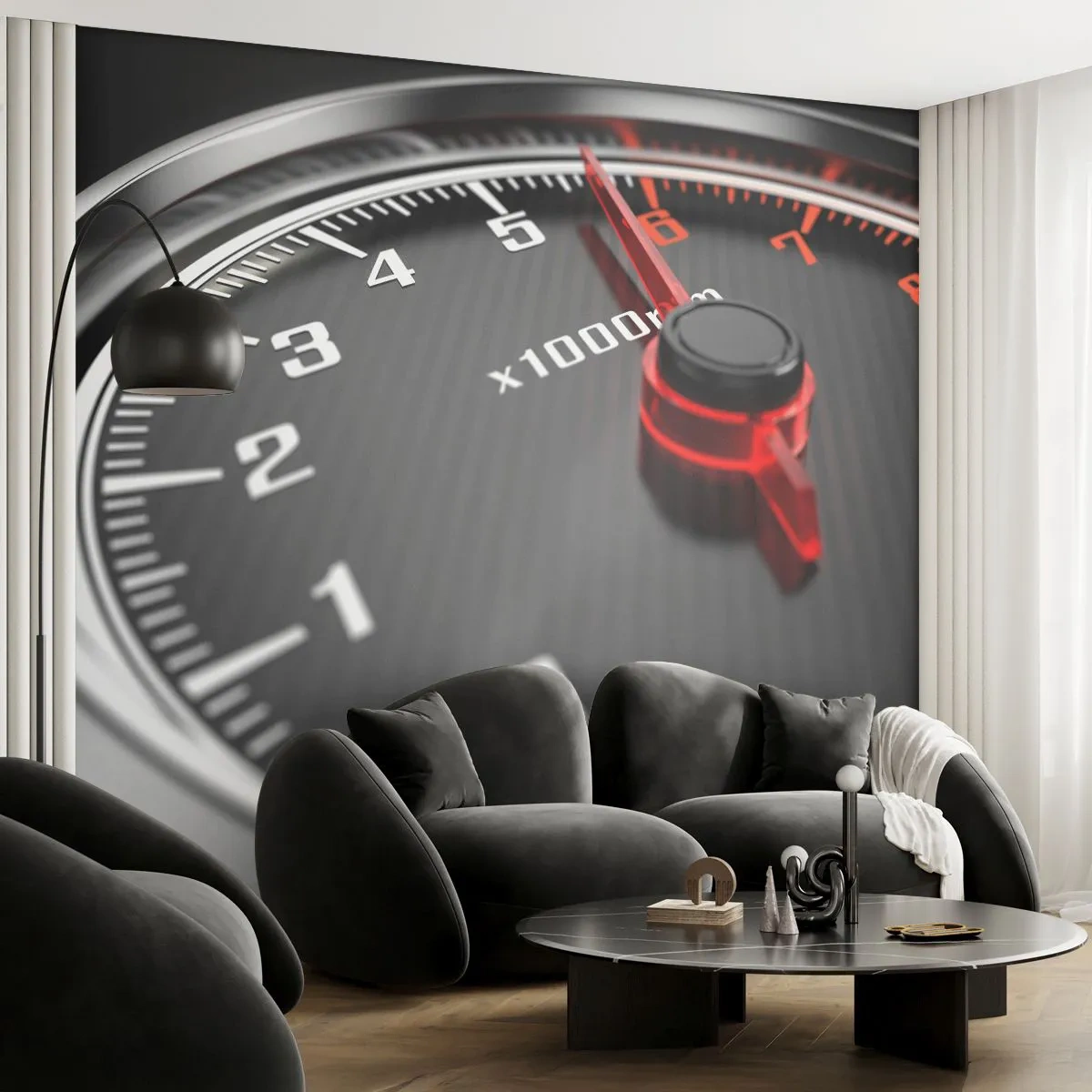 Papier Peint Photo Premium Sand - Faites le plein - Automobile, Compteur de vitesse, 3D - 250x175 cm