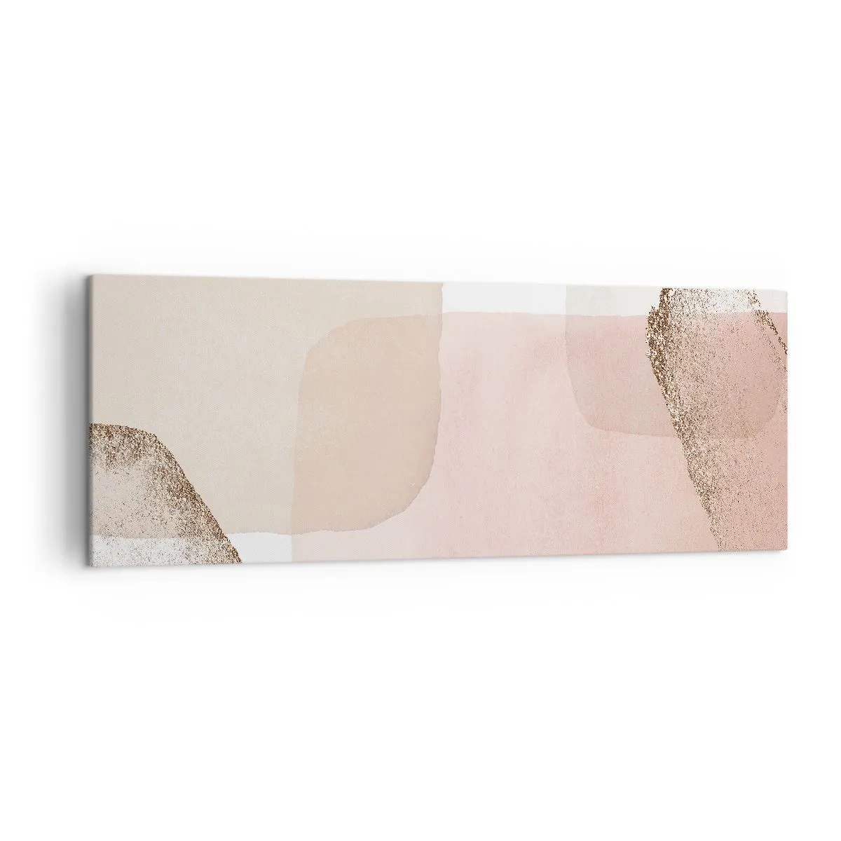 Impression sur toile - Image sur toile - Taches pastel avec éléments dorés - 140x50cm - Regard à travers la couleur - Décoration murale moderne pour le salon et la chambre ARTTOR