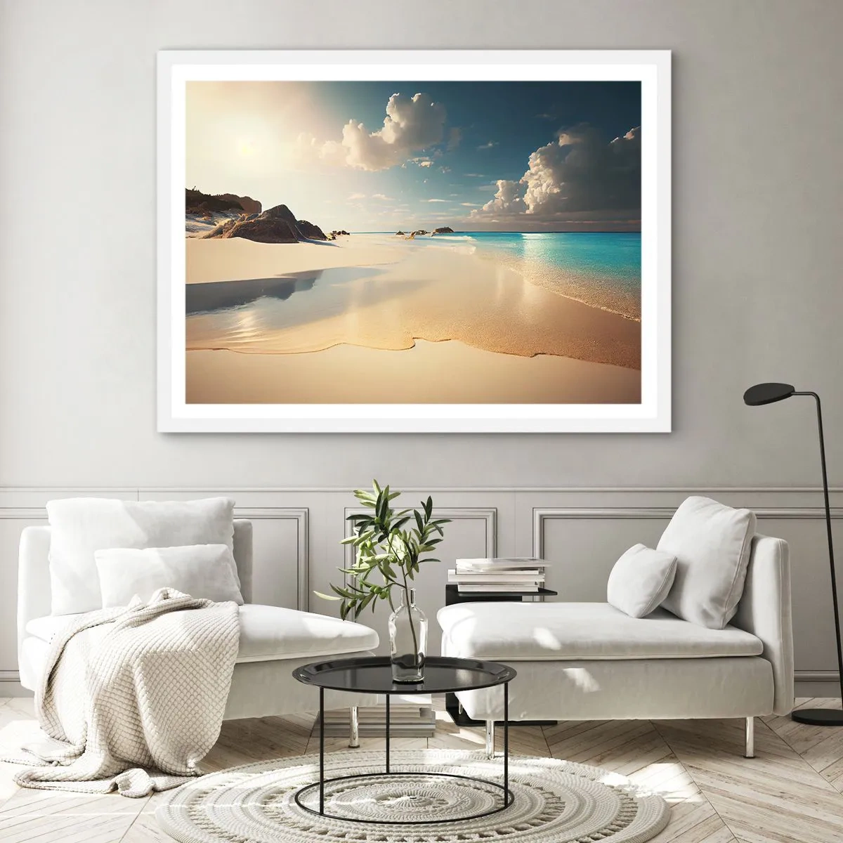 Affiche dans un cadre blanc - Poster - Une journée de rêve - 70x50 cm