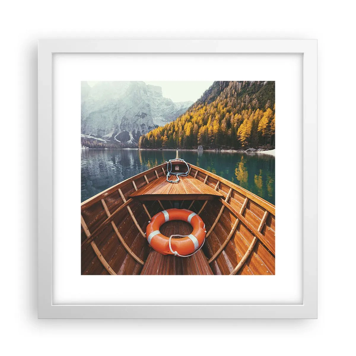 Affiche dans un cadre blanc - Poster - Escapade en montagne - 30x30 cm