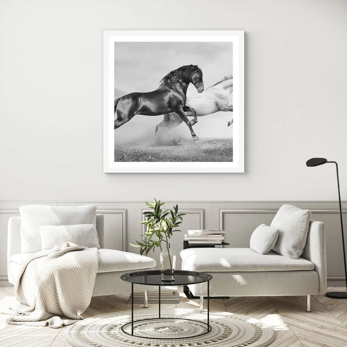 Affiche dans un cadre blanc - Poster - Anges et démons - 50x50 cm