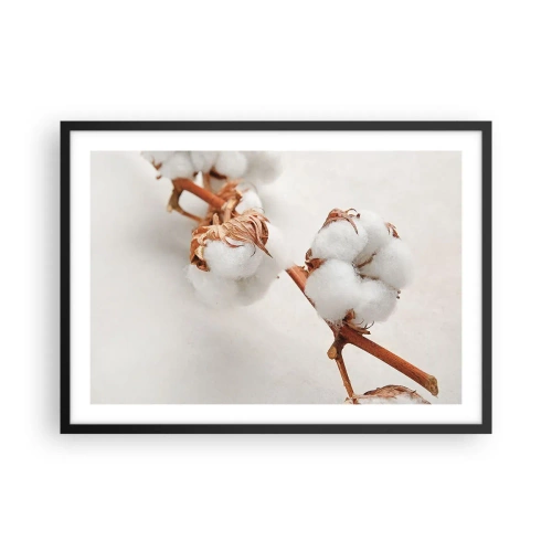 Affiche dans un cadre noir - Poster - Un brin de coton sur un fond subtil - 70x50cm - Seulement caliner - Décoration murale moderne pour le salon et la chambre ARTTOR
