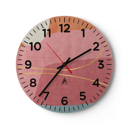 Horloge murale - Pendule murale - Composition pastel au fil d'or - 30x30 cm