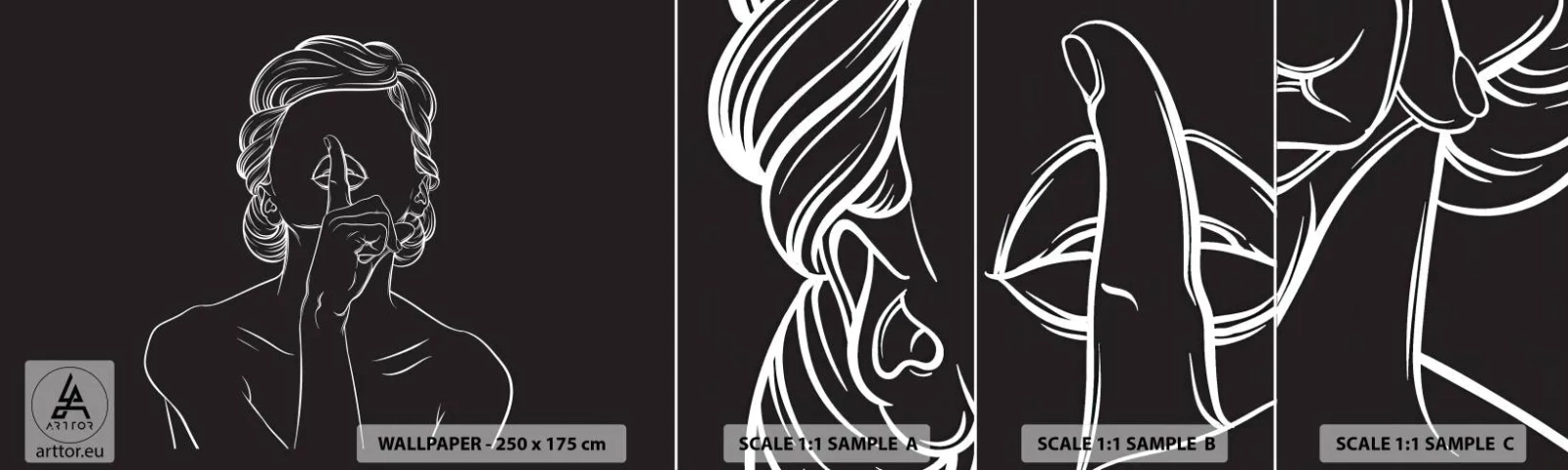 Échantillon De Papier Peint Standard Eco - La beauté s'épanouit en silence - Femme, Dessin, Doubler - 100x30 cm