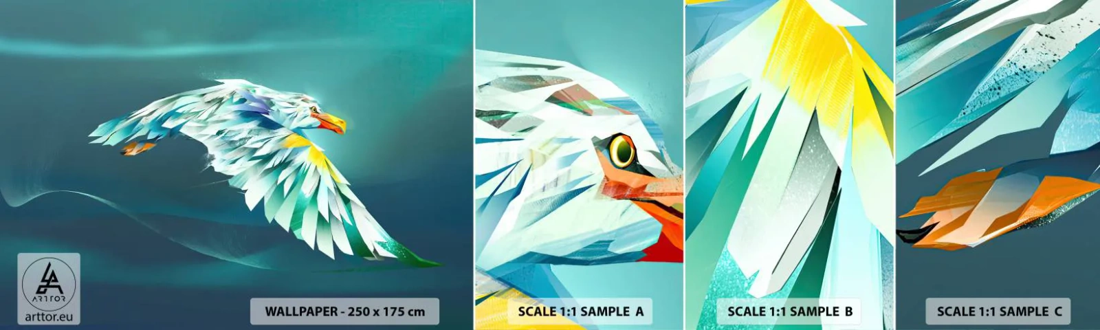 Échantillon De Papier Peint Standard Eco - Aigle, puissance de tes vols - Abstraction, Aigle, Oiseau - 100x30 cm