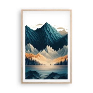Affiche dans un chêne clair - Poster - Paysage de montagne parfait - 61x91 cm