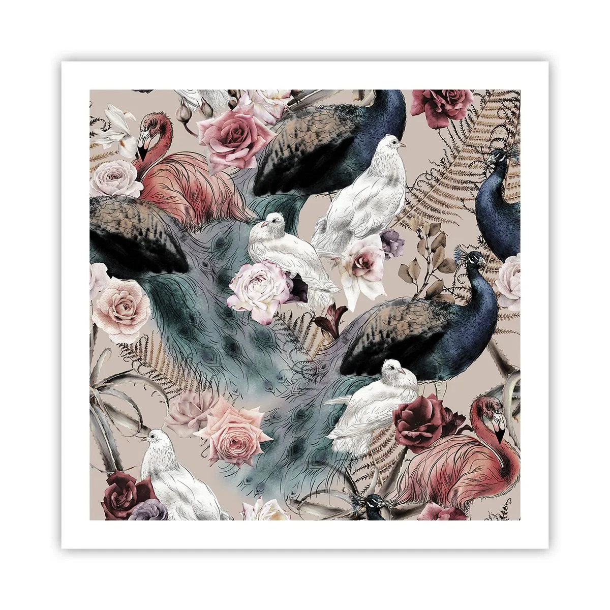 Affiche - Poster - Dans un jardin de palace - 60x60 cm