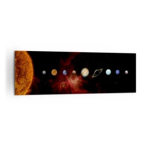 Impression sur toile - Image sur toile - Le système solaire avec des planètes sur fond d'espace - 160x50cm - Notre quartier - Décoration murale moderne pour le salon et la chambre ARTTOR